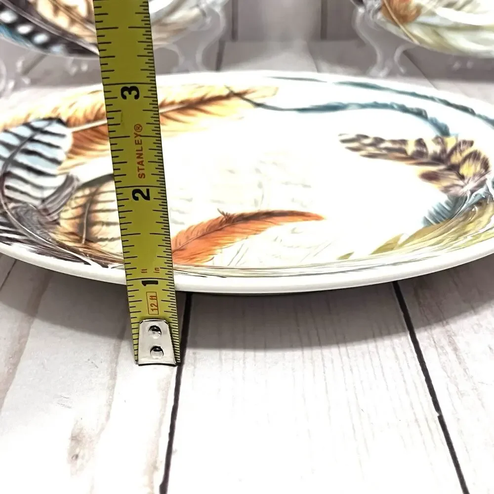 Pier 1 Imports 9” Ironstone Feather Salad Plates Set Of 3 Discontinued Pattern